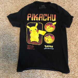 Pokemon Pikachu Profile Medium T-Shirt Black Graphic